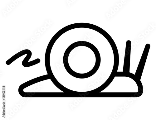 line icon a snail with motion lines symbolizing slow speed delay sluggishness or waiting time.