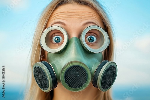 A dystopian world where citizens wear gas masks due to centuries of exhaust pollution, making the air unbreathable