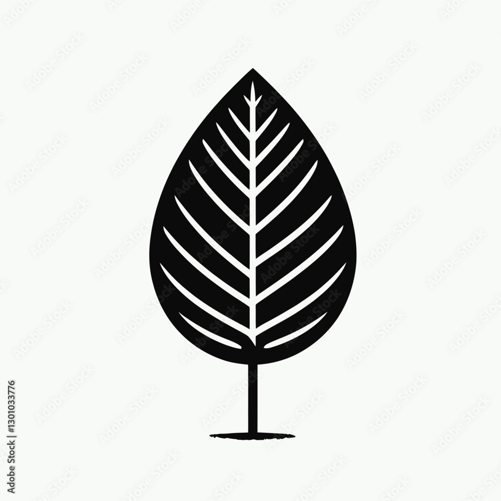 very simple flat and single minimalist Leaf Silhouette in black on a white background very simple flat and single minimalist Leaf Silhouette in black on a white background