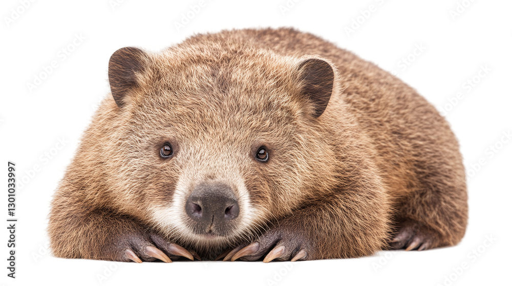 Fototapeta premium High-resolution common wombat isolated on transparent background for wildlife conservation projects, animal illustration designs, and nature-themed digital artworks featuring endangered species.