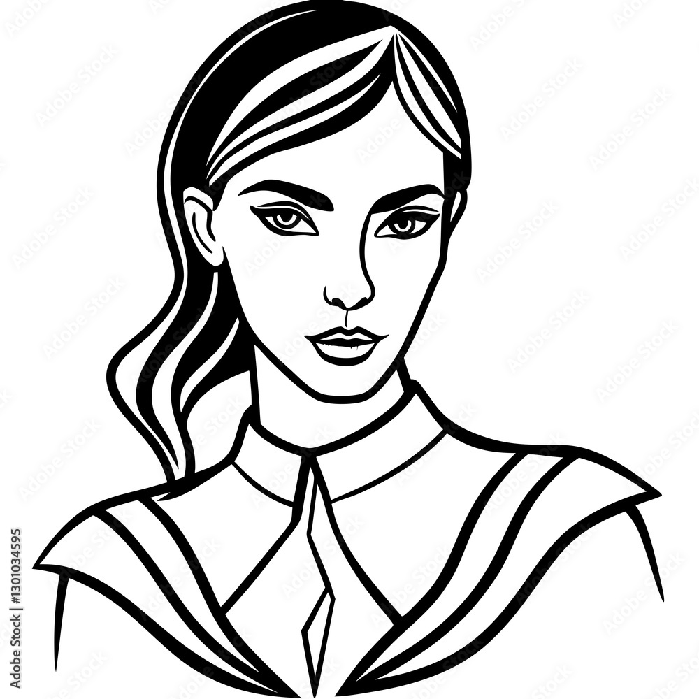 Minimalistic black and white illustration showcasing a woman with a confident expression and modern fashion sense, featuring clean lines and bold contrasts.
Minimalistic black and white illustration showcasing a woman with a confident expression and modern fashion sense, featuring clean lines and bold contrasts.