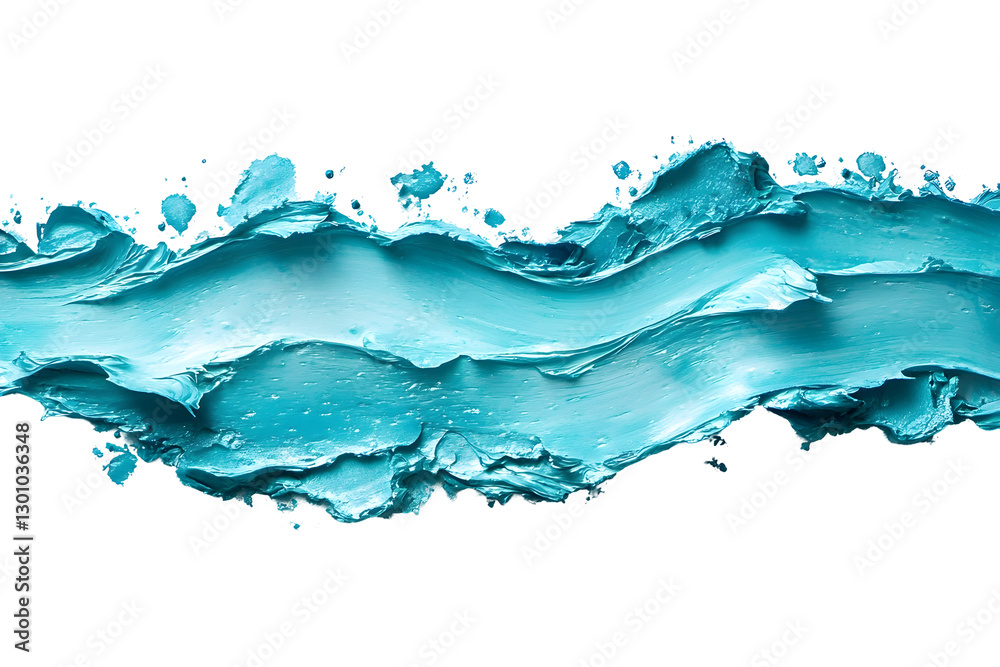 Obraz premium Bold Pastel Turquoise Watercolor Brushstroke with Distinct Sharp Edges for Extraction