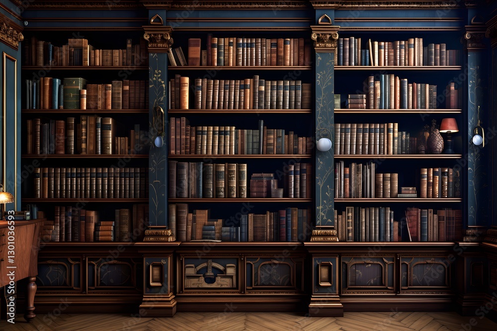 Old books library shelves with books. Whole row of old books in a library. Old books library shelves with books. Whole row of old books in a library.