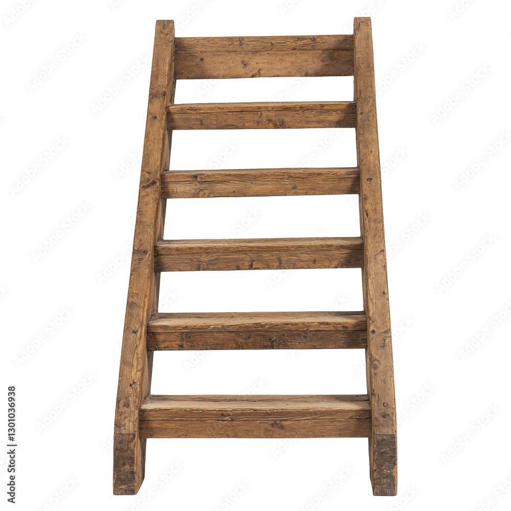 Rustic wooden stairs on transparent background Rustic wooden stairs on transparent background