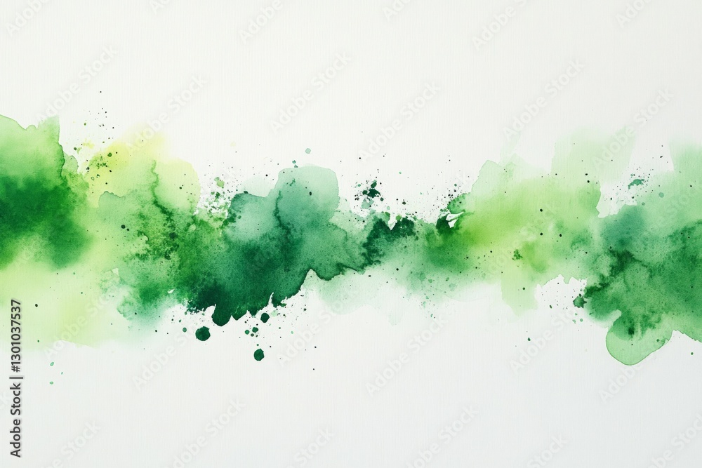 Obraz premium Abstract green watercolor on white background. AI generated