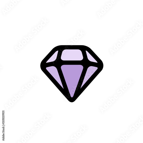 Stylized purple diamond icon on white background, luxury concept