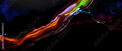 Abstract flowing colorful liquid with reflective and glossy appearance