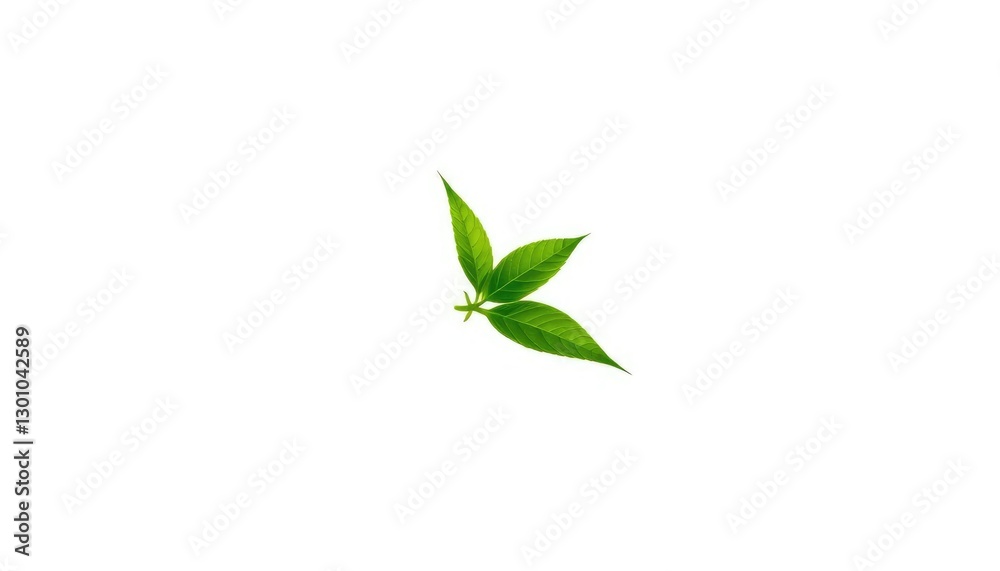 Fototapeta premium Single vibrant green plant, isolated on pure white, photography, illustration