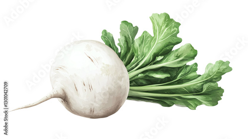 Fresh whole turnip isolated on transparent background, ideal for healthy food illustrations, digital art projects, and culinary design elements.