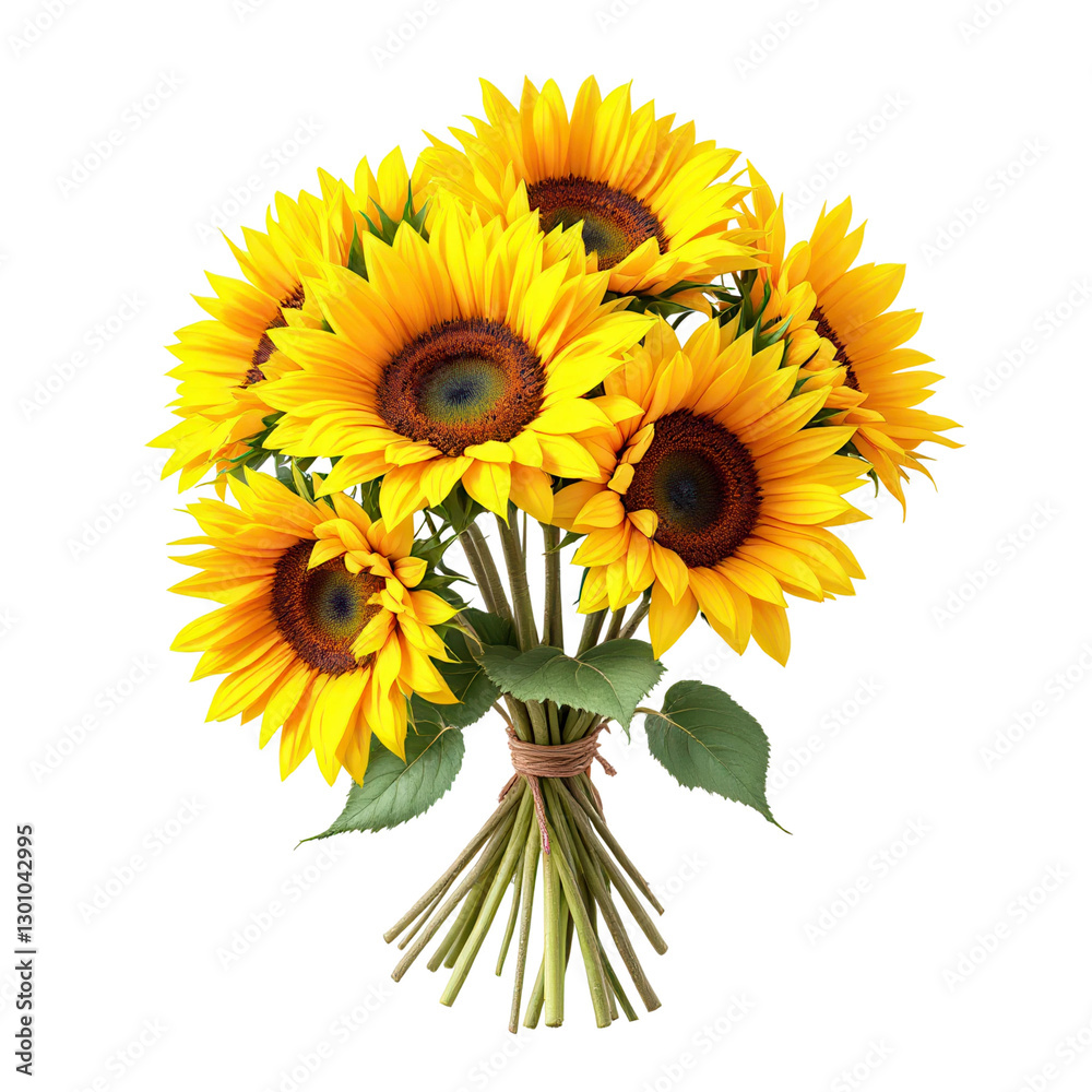 Naklejka premium Sunflower Bouquet on Transparent Background