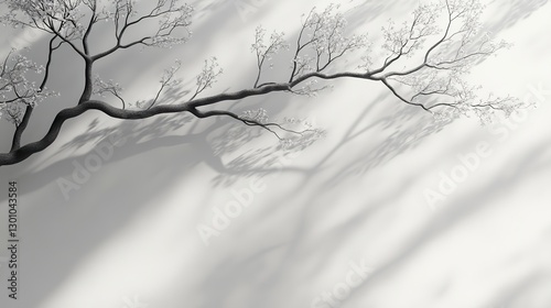 Shadows of tree branches on a white wall.