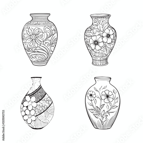 Set of traditional pot Vector illustration