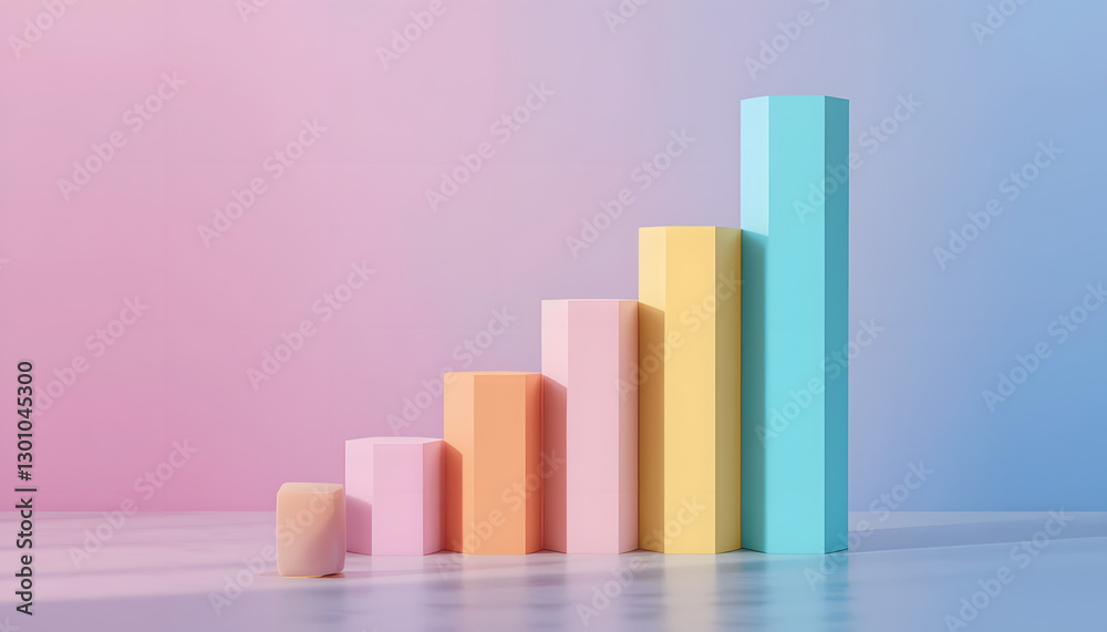 A series of vertical pastel-colored bars showing growth and decline, gently fading into the background with interesting light play A series of vertical pastel-colored bars showing growth and decline, gently fading into the background with interesting light play