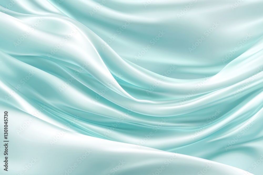 Fototapeta premium Elegant flowing light teal silk fabric texture.