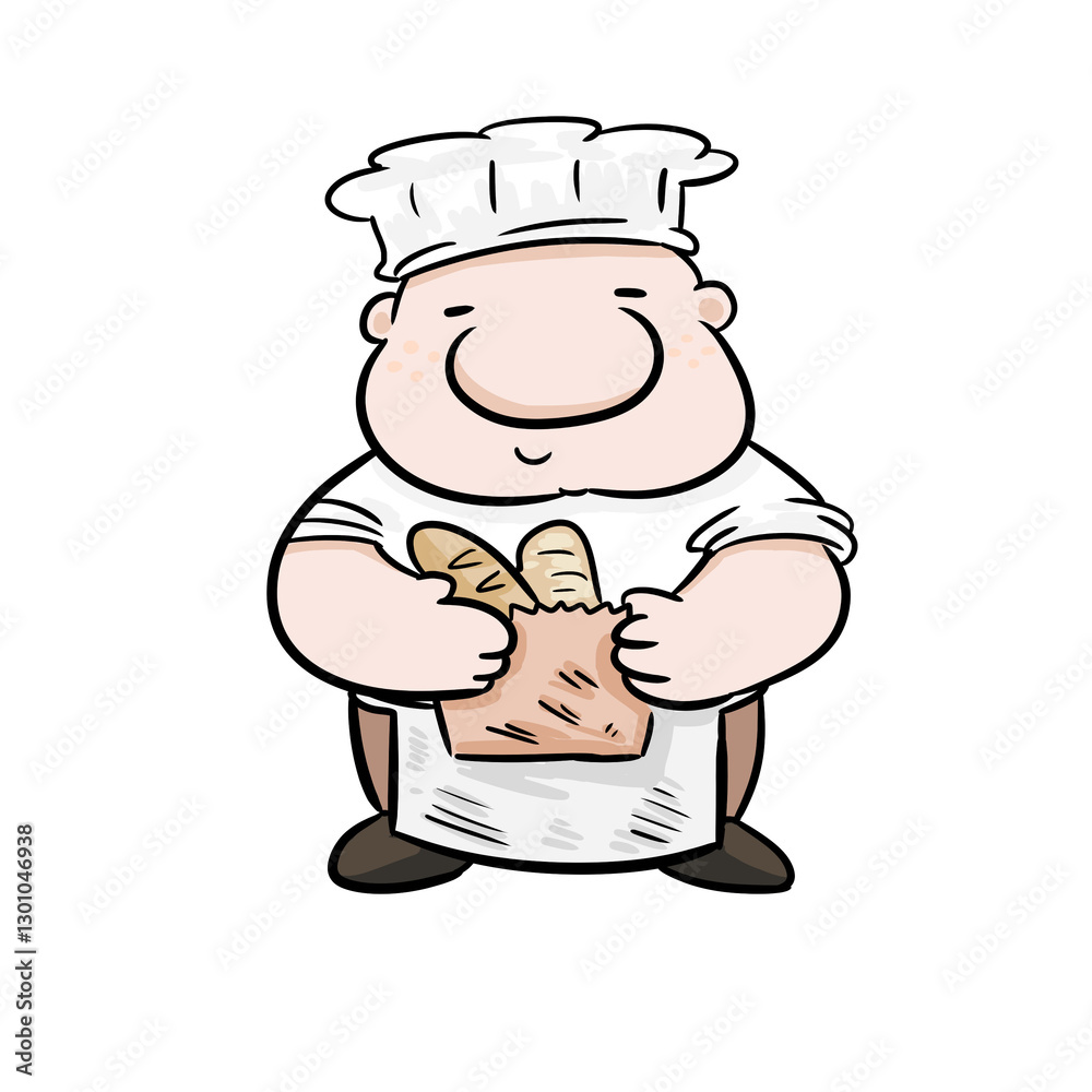 chef with a bread chef with a bread