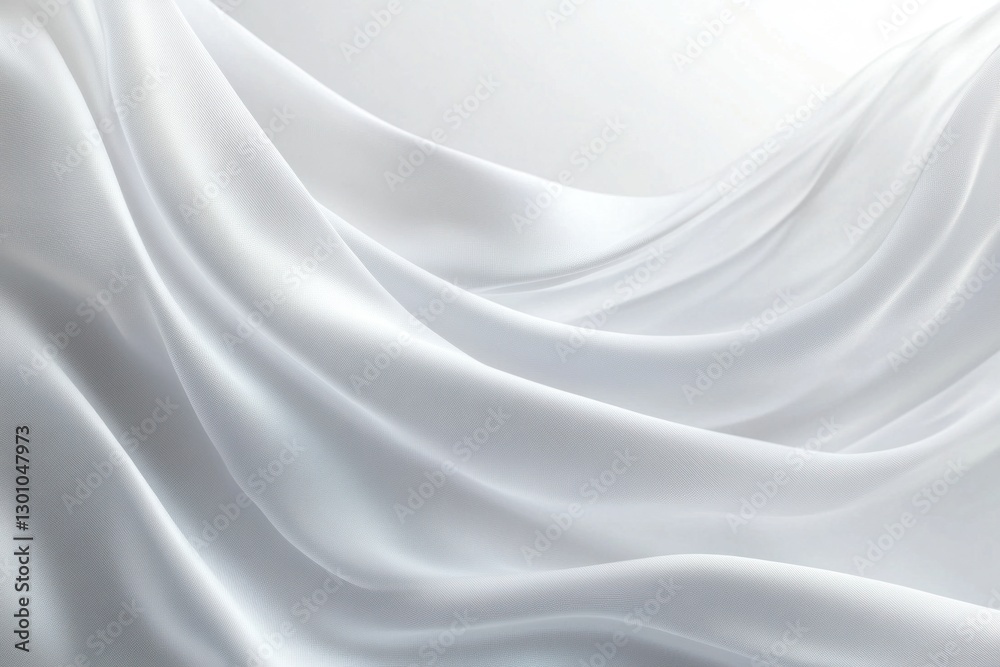 Obraz premium Elegant flowing white silk fabric with soft folds and waves.