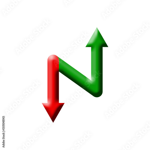 3d arrow pointing up and down direction increasing decreasing concept symbol 