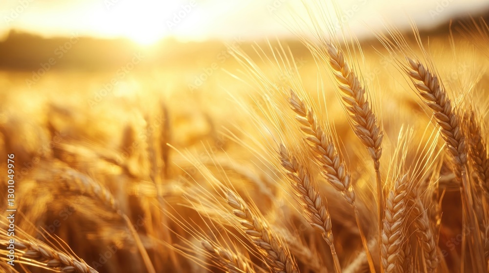 Golden Wheat Field Illuminated By Warm Sunlight During Sunset Golden Wheat Field Illuminated By Warm Sunlight During Sunset