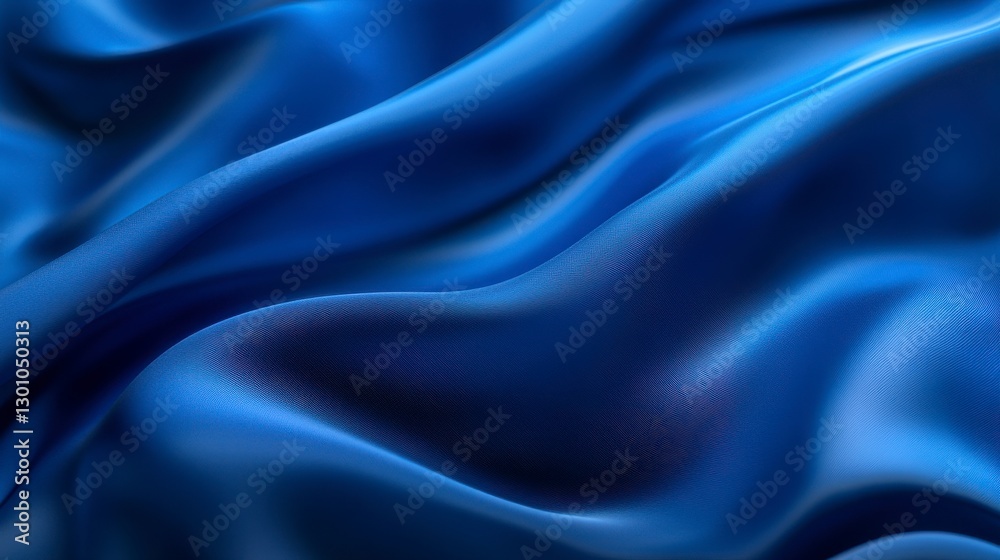 Closeup View Of Deep Blue Satin Fabric Drape Closeup View Of Deep Blue Satin Fabric Drape