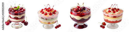 Wallpaper Mural Surreal delight absurd cherry gelatin and pudding trifle a whimsical culinary masterpiece transparent background. Torontodigital.ca