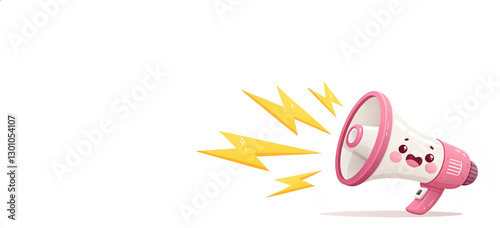 Cartoon Megaphone with Sound Waves