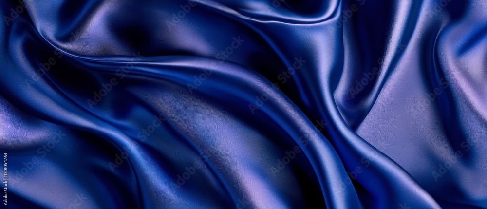 Fototapeta premium Deep Blue Satin Fabric with Elegant Drapes and Subtle Sheen