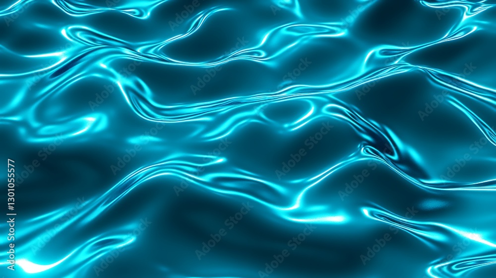 Obraz premium Luminescent turquoise fluid dynamic rippling surface rendering concept