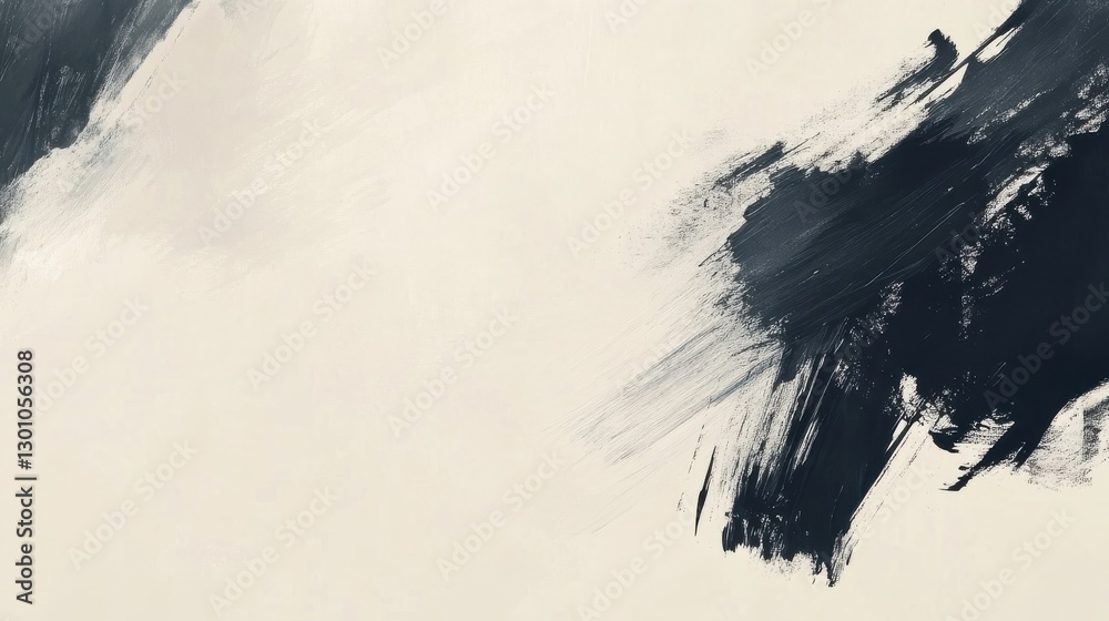 Dark brush strokes across a neutral light cream background Dark brush strokes across a neutral light cream background