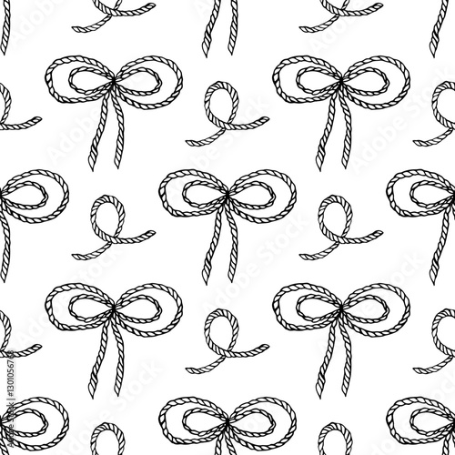 Cowgirl line art illustration seamless pattern featuring lasso, bow, and western doodles for elegant decor and unique design elements