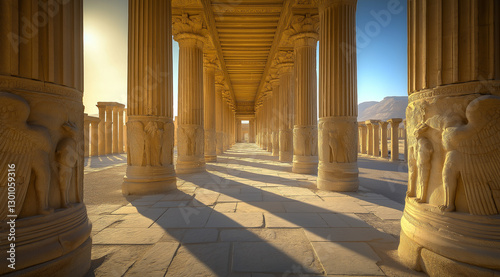 Majestic Columns of Persepolis’ Apadana Palace Under the Golden Midday Sun v2