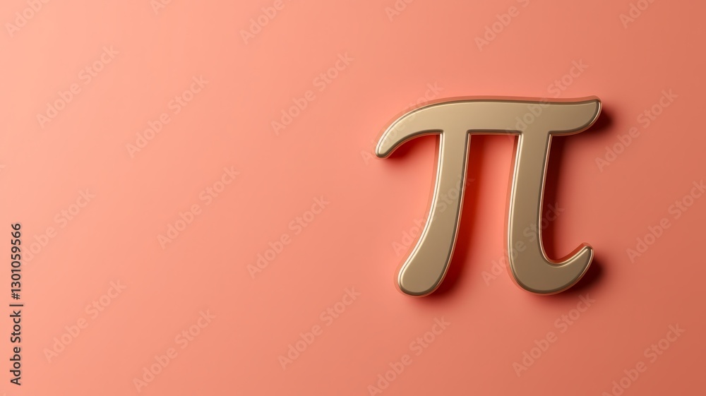 Naklejka premium gold math pi symbol isolated on pastel background. 