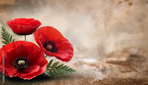 remembrance theme with red poppies against a vintage artistic background horizontal banner copy space memorial poppy remembrance day anzac veterans day stop war concept