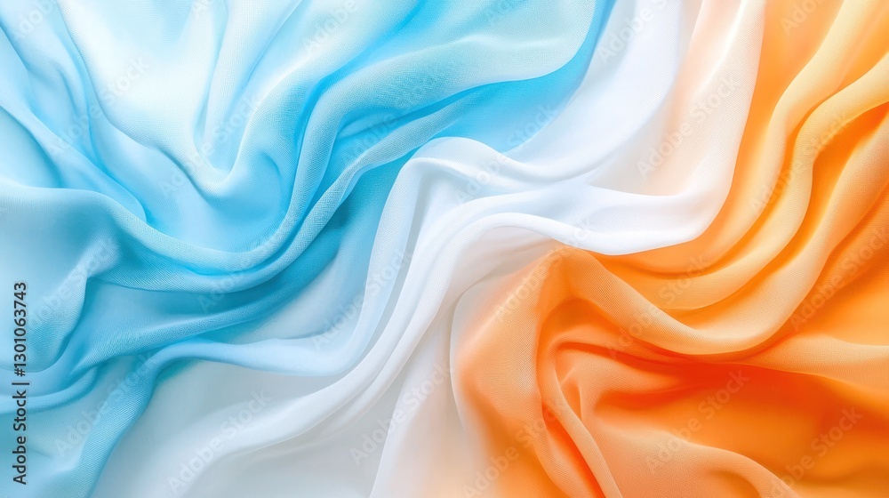 Obraz premium Soft Colorful Fabric Waves in Blue, White, and Orange Tones