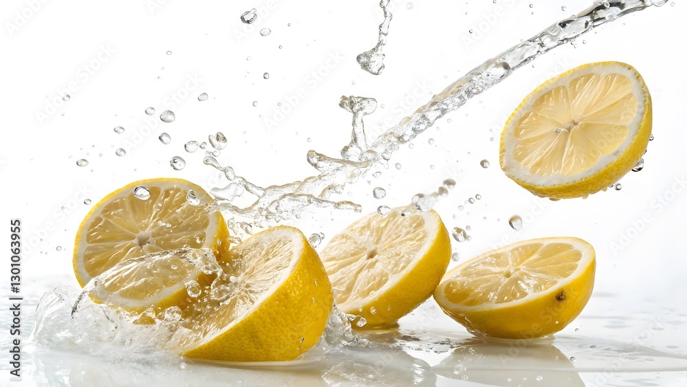 Dynamic Lemon Slices with Water Splash Refreshing Summer Vibe V1 Dynamic Lemon Slices with Water Splash Refreshing Summer Vibe V1