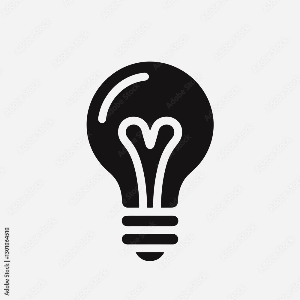 very simple flat and single minimalist Light Bulb Silhouette in black on a white background very simple flat and single minimalist Light Bulb Silhouette in black on a white background