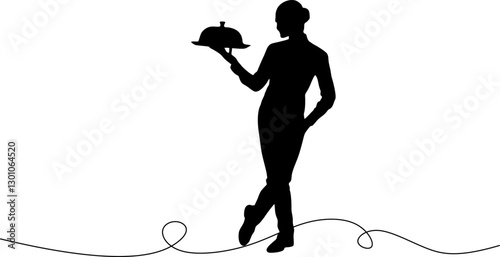 waitress silhouette with lineart vector  eps7