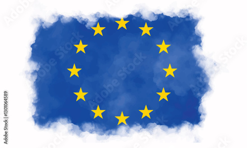 happy europe day blue color star yellow orange golden eu europe euro banner smoke white color vacation banner holiday tourist happy europe day event eu may month 2025 year union friendship country 