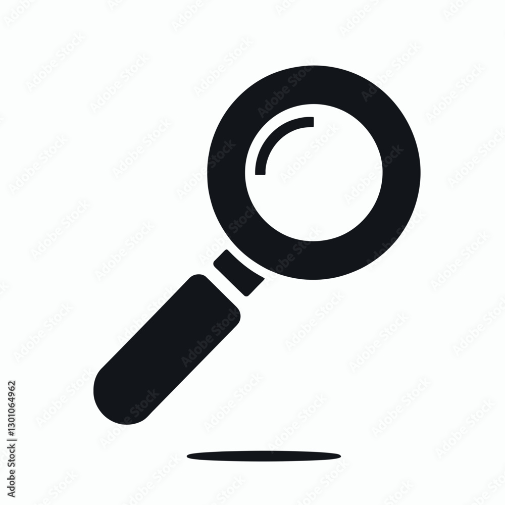 very simple flat and single minimalist Magnifying Glass Silhouette in black on a white background very simple flat and single minimalist Magnifying Glass Silhouette in black on a white background