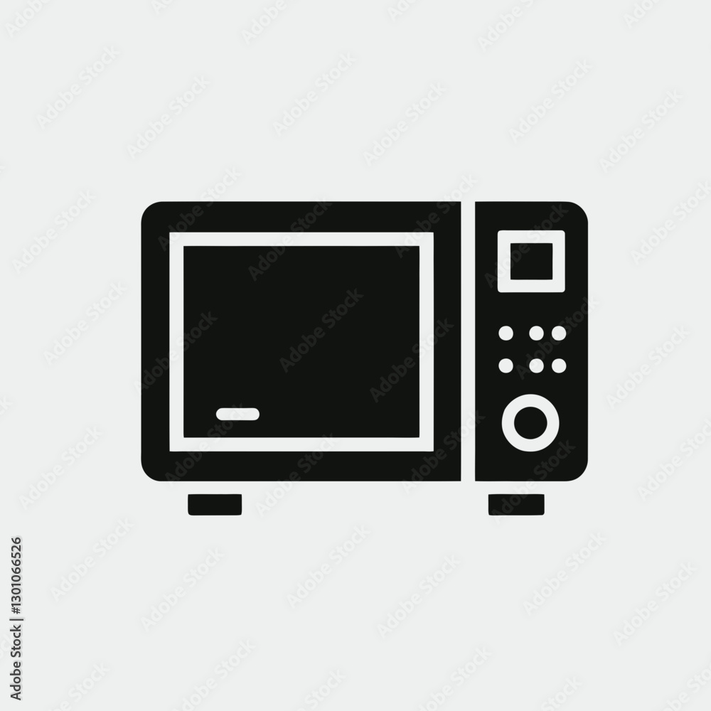 very simple flat and single minimalist Microwave Silhouette in black on a white background very simple flat and single minimalist Microwave Silhouette in black on a white background
