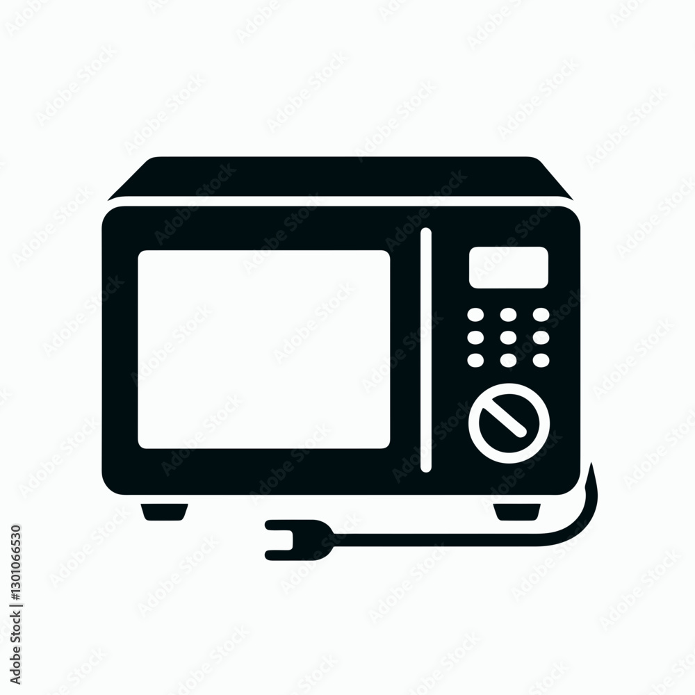 very simple flat and single minimalist Microwave Silhouette in black on a white background very simple flat and single minimalist Microwave Silhouette in black on a white background