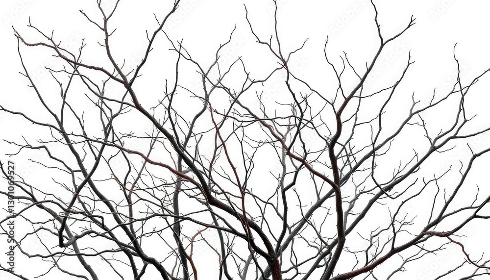 Bare, twisted branches isolated on pure white backdrop, knot, gnarled Bare, twisted branches isolated on pure white backdrop, knot, gnarled