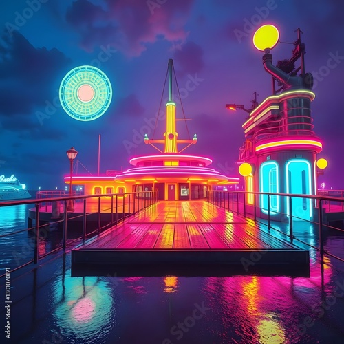 Retro-Futuristic Dock Teleportation in Parallel Universe photo