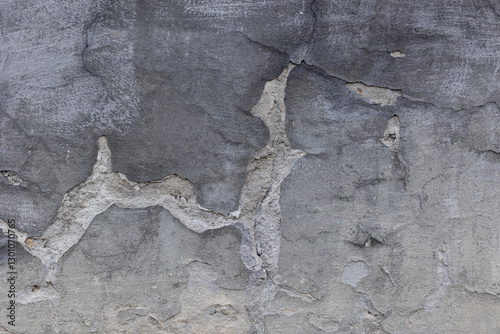 Background of destroyed concrete path, gray concrete, concrete texture, close-up. Natural photo. Old concrete slab