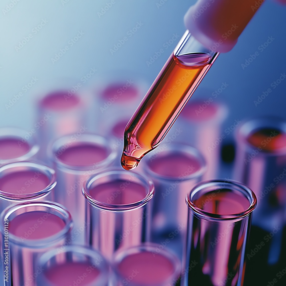Lab test, liquid drop, tubes, research Lab test, liquid drop, tubes, research