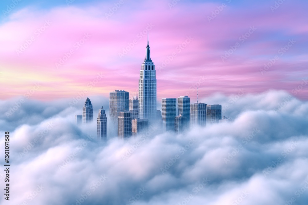 Fototapeta premium A pixel art animation of a city skyline slowly disappearing under layers of smog