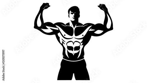 silhouette of a body builder man, shape of a person with big muscles