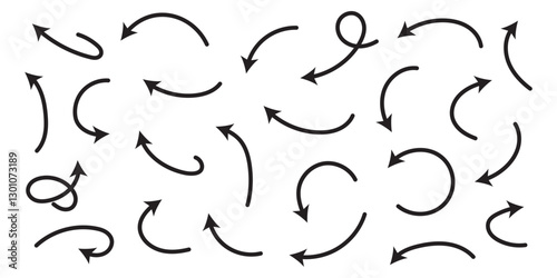 Hand drawn vector arrows doodle set on white background. design element vector illustration.