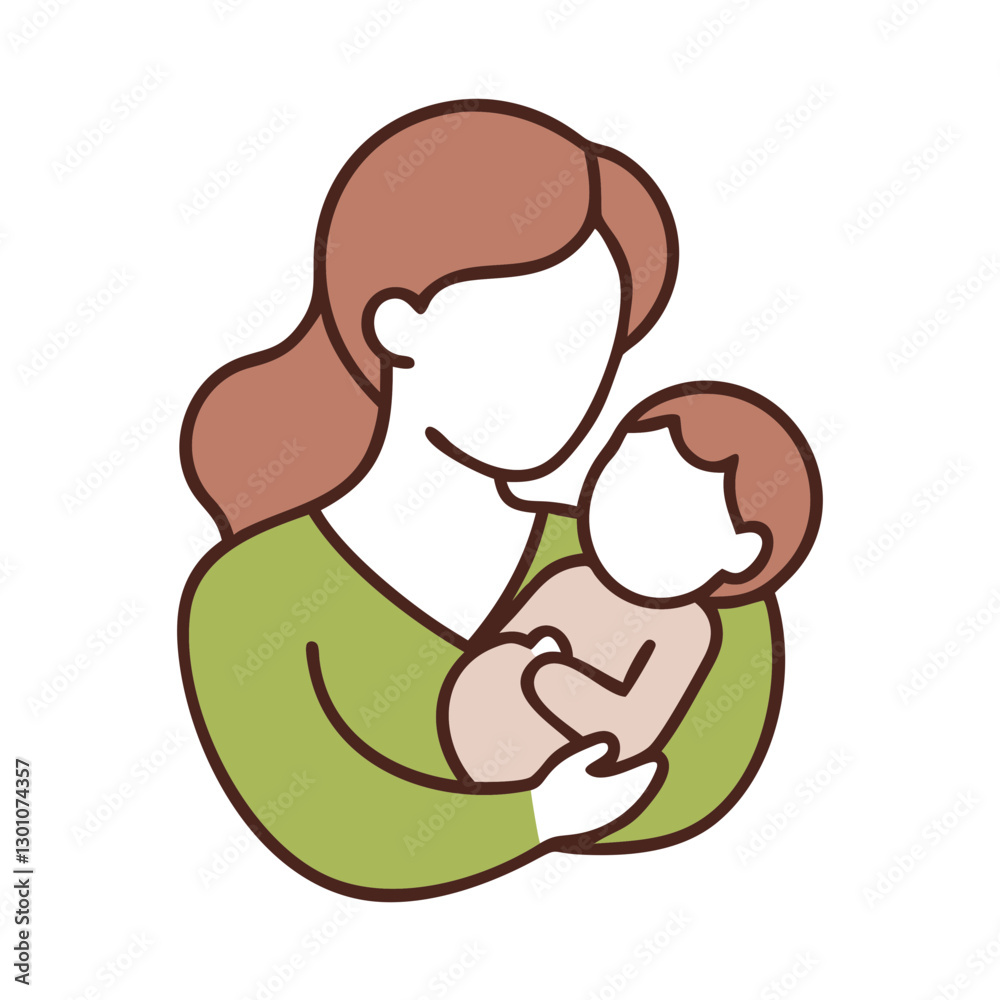 A beautiful illustration of a mother embracing her baby, representing warmth, protection, and motherly love. A beautiful illustration of a mother embracing her baby, representing warmth, protection, and motherly love.