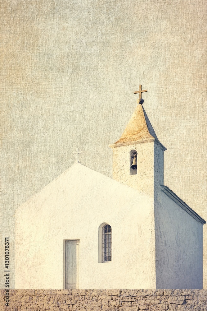 Fototapeta premium White church with cross