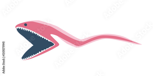 Gulper eel is monster in deep sea. It is large mouth and long body. The mouth and can be opened wide enough to swallow a fish much larger than itsel.